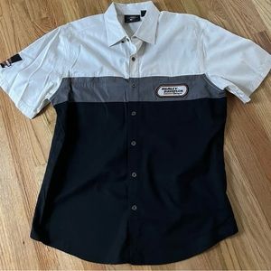 HARLEY DAVIDSON Men’s H-D Racing Colorblock Short Sleeve Snap Button Shirt Large